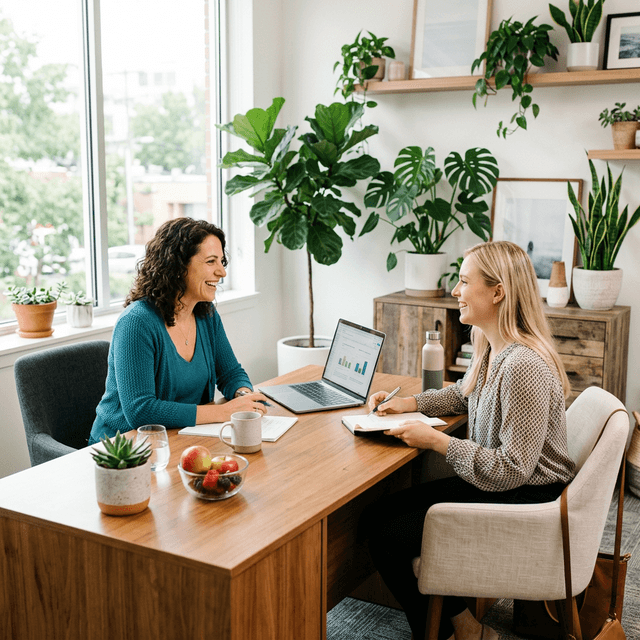 Certified health coach consulting with a client