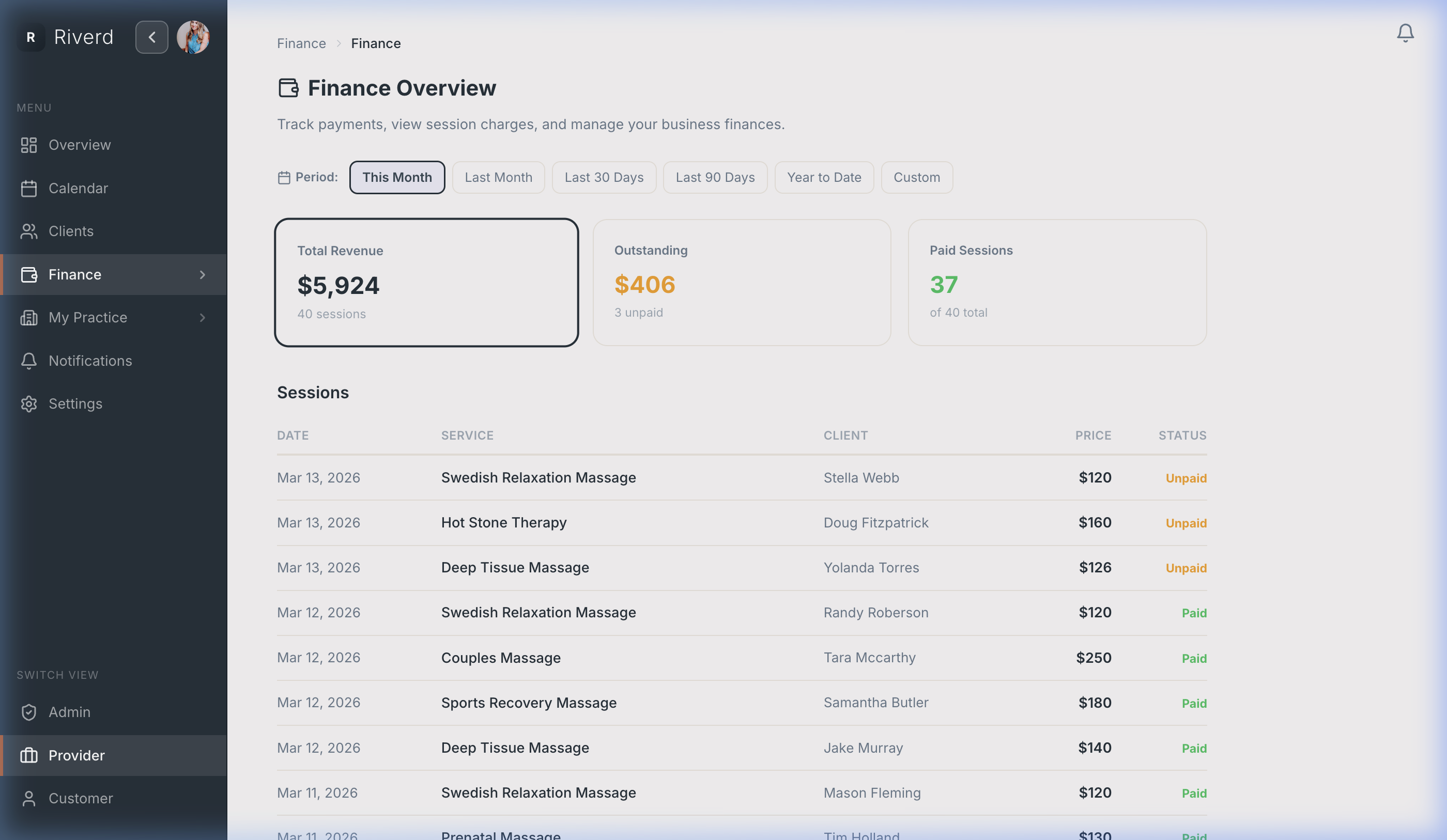 Finance dashboard with balance tracking and safeguards